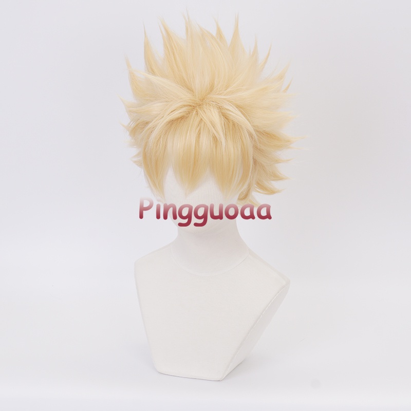 Anime My Hero Academia Katsuki Bakugou Cosplay Wig Bakugo Short Linen Blonde Baku no Hero Halloween Heat Resistant Synthetic Hair