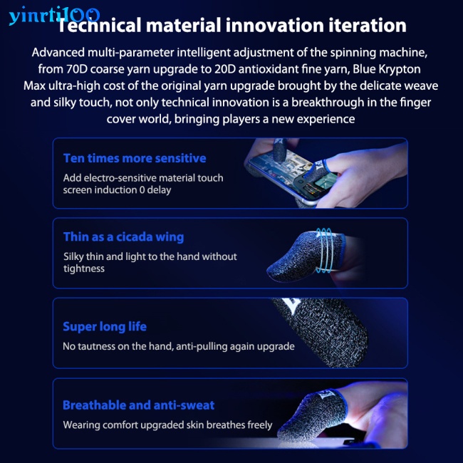Set 2 Găng Tay Cảm Ứng Chơi Game Yinrti Chống Trượt Thoáng Khí