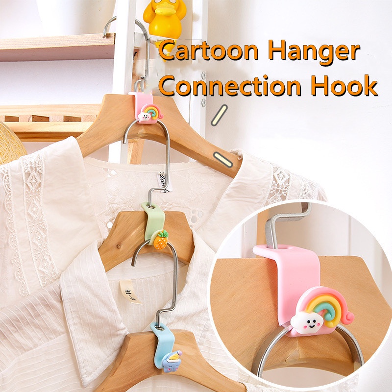 Set 1 / 5 Móc Treo Quần Áo Đa Năng Họa Tiết Hoạt Hình 3D Sáng Tạo