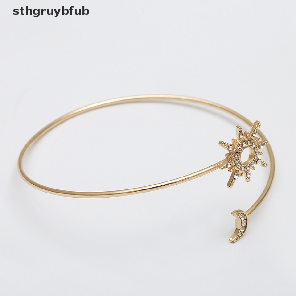 Vòng Đeo Bắp Tay Đính Đá Zircon Hình Ngôi Sao Mặt Trăng Đơn Giản
