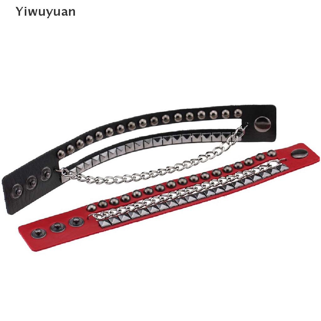 < Yiwuyuan > Vòng Tay Da Nhiều Lớp Đính Đinh Tán Phong Cách Punk Gothic