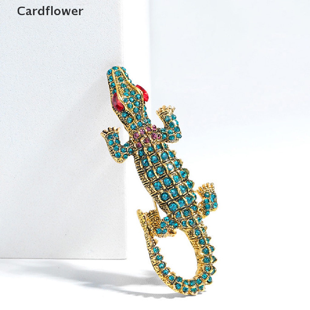 Ghim Cài Áo Hình Cá Sấu Đính Đá Phong Cách Vintage