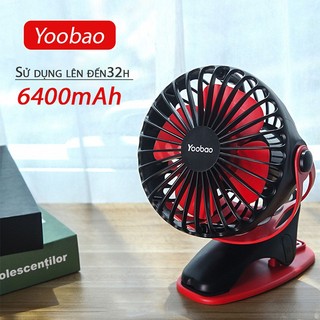 Quạt kẹp yoobao umoo chạy liên tục 32h, quạt sạc 6400mah pm-1377, xoay góc 360 độ, quạt kẹp xe đẩy, để bàn , pin sạc