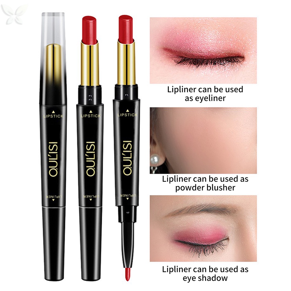 Son Môi Kiêm Bút Kẻ Viền Môi 2 Trong 1 Dưỡng Ẩm Chống Nước Lâu Trôi Không Dính Cốc