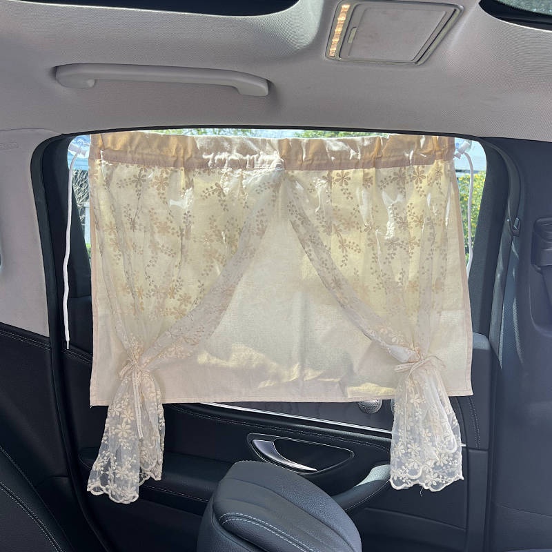 Embroidered Lace Auto Curtain Cherry Car Sunshade Universal Baby Window Side Window Sunshade Sun Protection Heat Insulation SQva