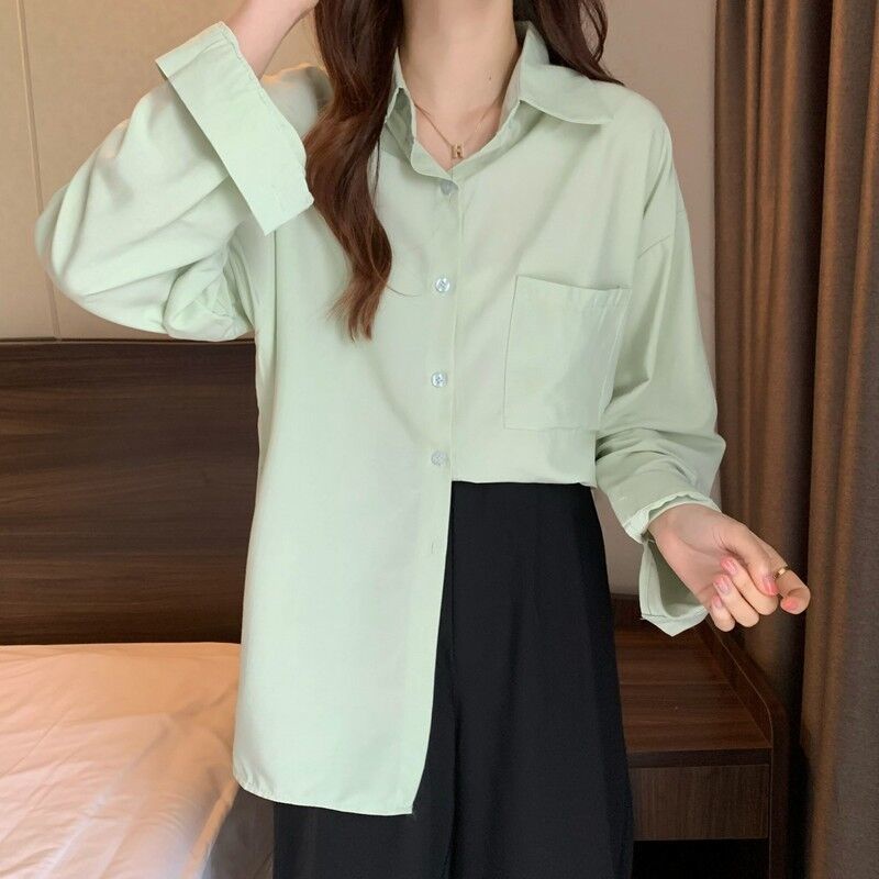 IELGY   Áo Sơ Mi chiffon Nhiều Lớp Màu Trơn Phong Cách Pháp Chất Lượng Cao Cho Nữ