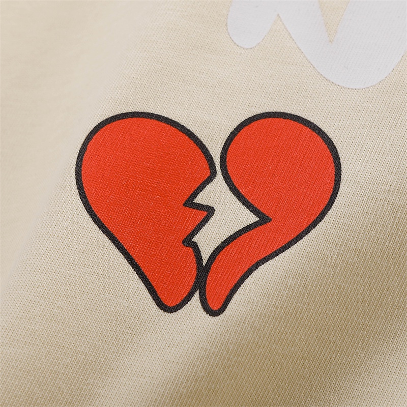 Áo Thun Cotton Tay Ngắn Cổ Tròn In Hình Trái Tim Plus Size Unisex