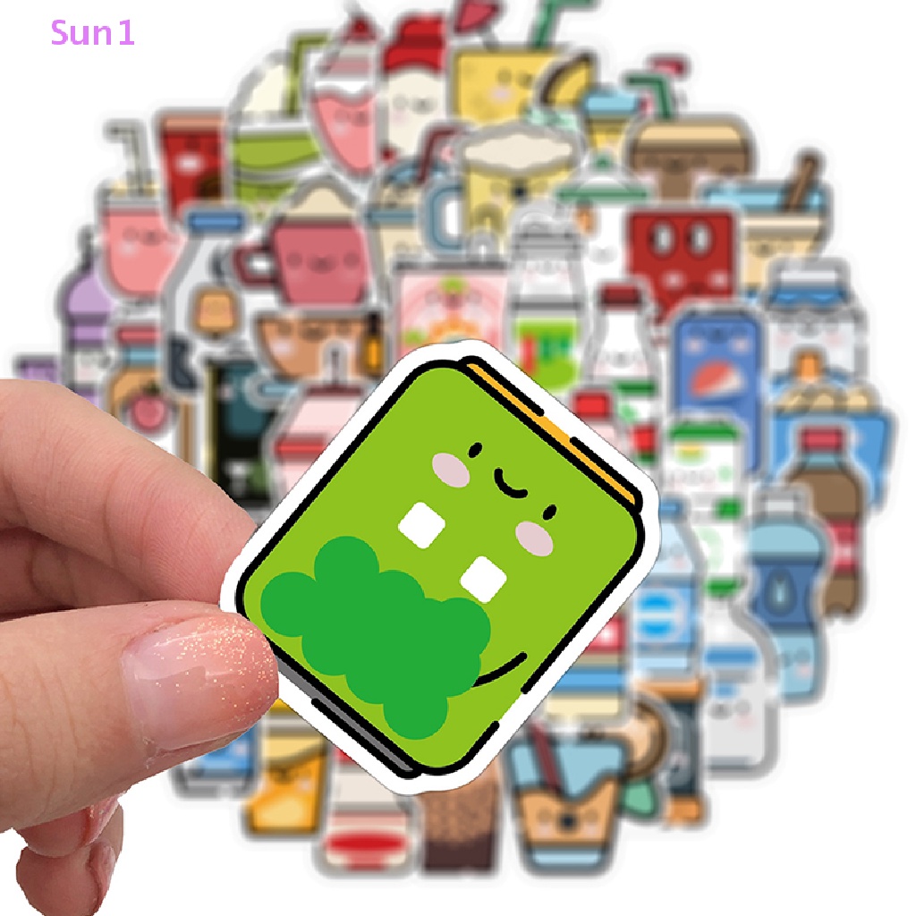 Sun1 &gt; 50 Miếng Dán PVC Hình Đồ Uống Mùa Hè Dễ Thương Có Hương Thơm Hoạt Hình