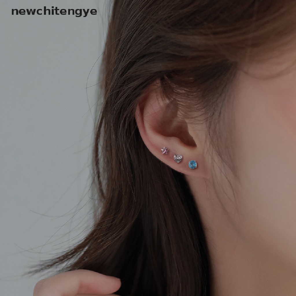 1 Đôi Khuyên Tai Thép Không Gỉ Đính Đá Zircon Đơn Giản Thời Trang