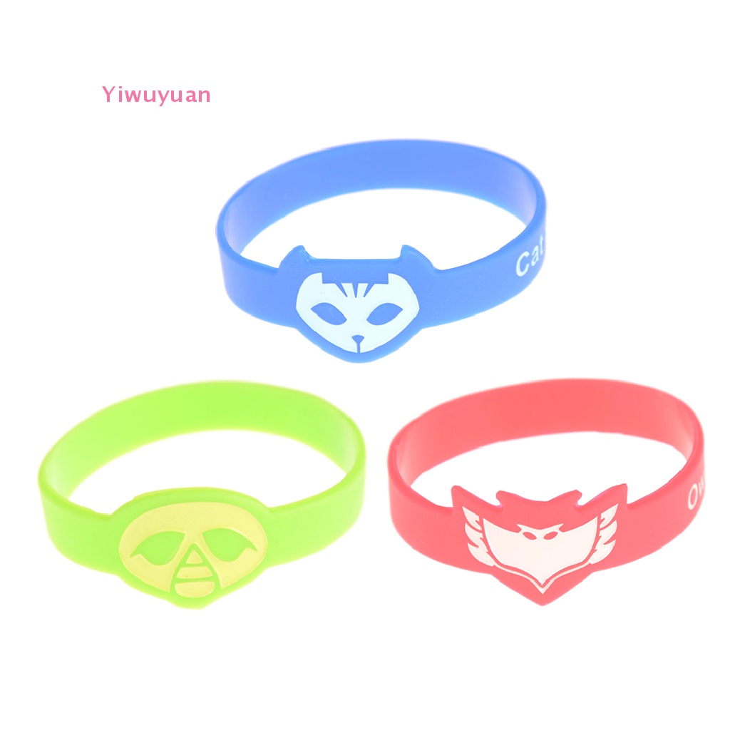 < Yiwuyuan > Vòng Đeo Tay Silicon Hình Tắc Kè Hoa / Cú Mèo PJ Masks Cho Bé Trai