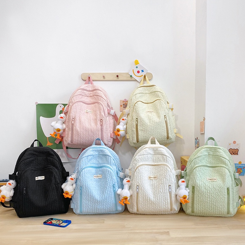 Ielgy Ba Lô Phối Lưới Bong Bóng Thiết Kế Phong Cách Nhật Bản Ngọt Ngào Dễ Phối Đồ Cho Nữ