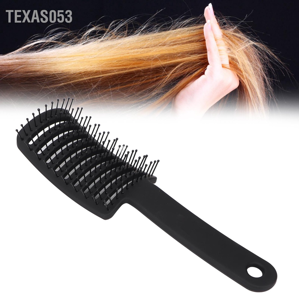 Texas053 Bàn chải tóc gỡ rối có lỗ thông hơi cong Đa năng Tay cầm bằng nhựa rỗng ABS cho Salon