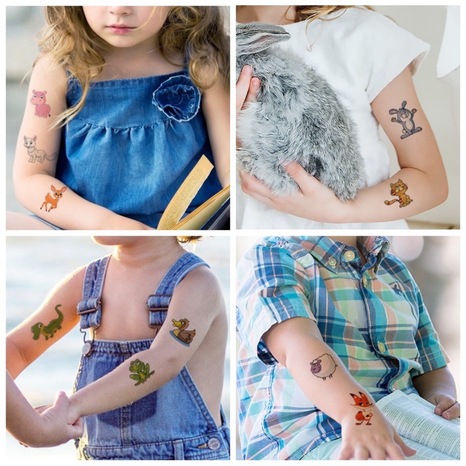 Miếng Dán Hình Xăm Tạm Thời Họa Tiết Hoạt Hình Chống Nước Dùng Một Lần Cho Trẻ Em