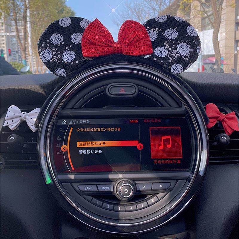 Xiaohongshu Chery Small Ant Screen BMW Mini Dashboard Bow Interior Decoration Decoration Sequins OLTH