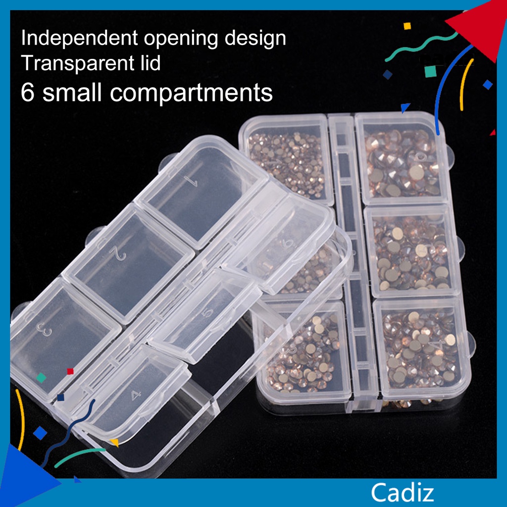 Bộ 5 Hộp Nhựa Trong Suốt 6 Ngăn Đựng Trang Sức Sức Chứa Lớn Tiết Kiệm Không Gian