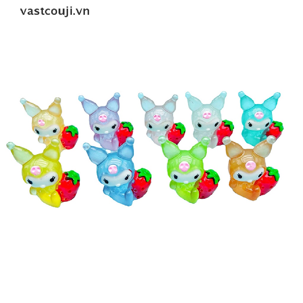 Bộ 2 Tượng Kuromi Mini Bằng Nhựa Phát Quang Dùng Trang Trí Xe Hơi