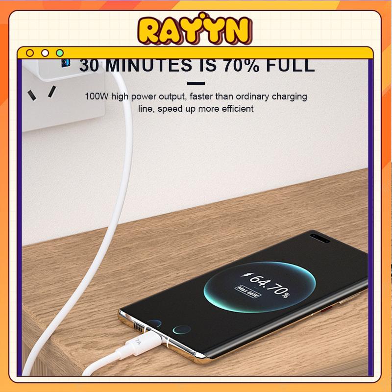 COD Dây Sạc Nhanh USB 7A 100W Cáp Sạc Type C Cho Huawei Mate 40 30 Xiaomi Samsung