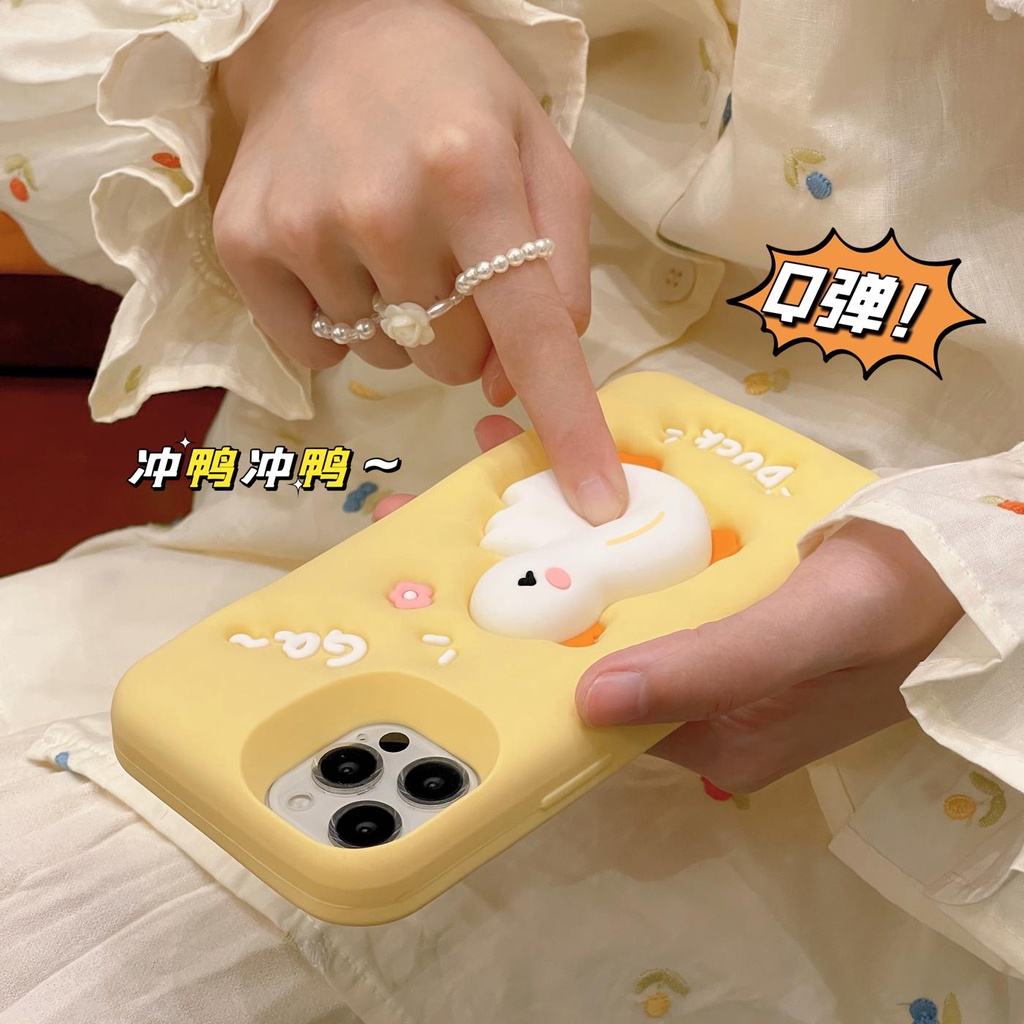 Ốp Điện Thoại Silicon TPU Mềm Hình Vịt Hoạt Hình 3D Dễ Thương Sáng Tạo Chống Sốc Cho iPhone 14 13 12 11 Pro Max