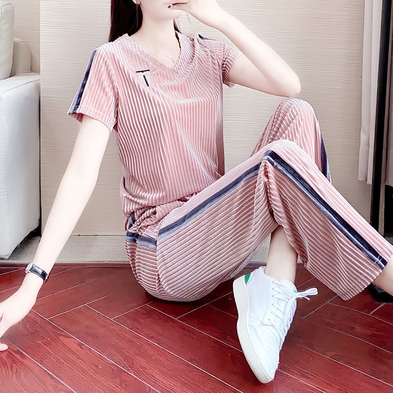 Bộ Áo Tay Ngắn Và Quần Ống Rộng Phong Cách Thời Trang Đường Phố Phương Tây Thời Trang Xuân Hè 2023 Mới Dành Cho Nữ