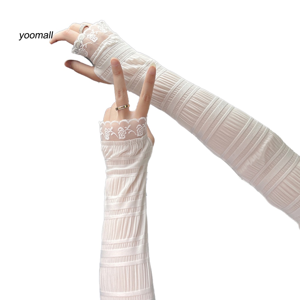 1 Cặp Ống Tay Áo Thấm Hút Mồ Hôi Thiết Kế Lỗ Chuyên Dụng Cho Chạy Bộ Đạp Xe Mùa Hè