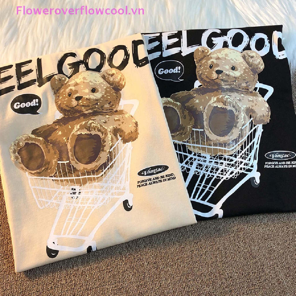 Áo Thun Tay Ngắn Dáng Suông In Họa Tiết Hoạt Hình Chú Gấu Đồ Chơi Phong Cách Harajuku Thời Trang Cho Nữ