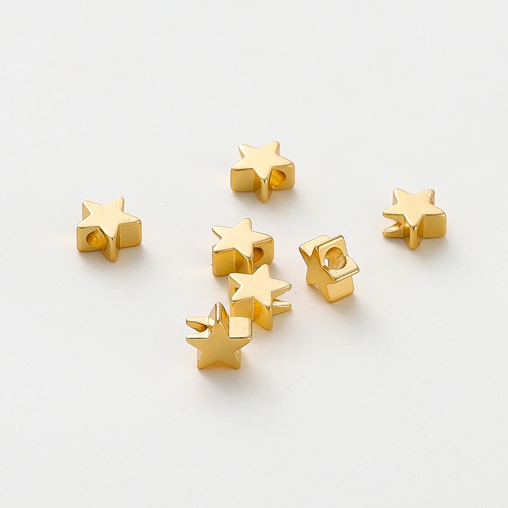 Bộ 20 Hạt Xỏ Lỗ Hình Ngôi Sao Năm Cánh Mạ Vàng 6Mm 18K Nhiều Màu Sắc Dùng Làm Vòng Tay / Dây Chuyền