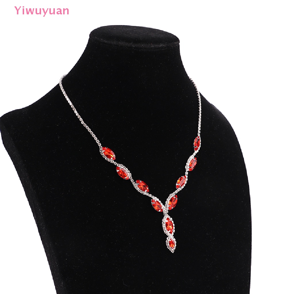 Bộ Vòng cổ + Bông Tai Thời Trang Đính Pha Lê Hình Hoa Cho Nữ