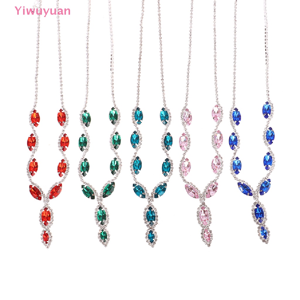 Bộ Vòng cổ + Bông Tai Thời Trang Đính Pha Lê Hình Hoa Cho Nữ