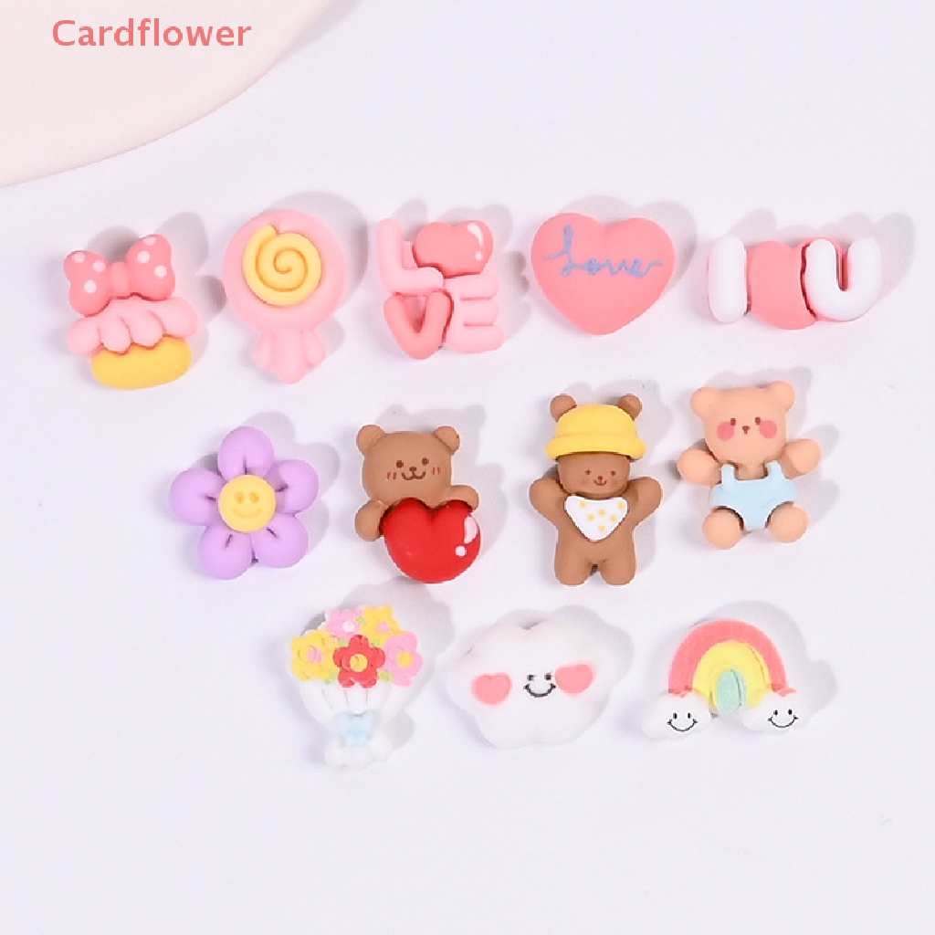 Bộ 10 Phụ Kiện Trang Trí Ốp Điện Thoại Hình Gấu Hoạt Hình Dễ Thương