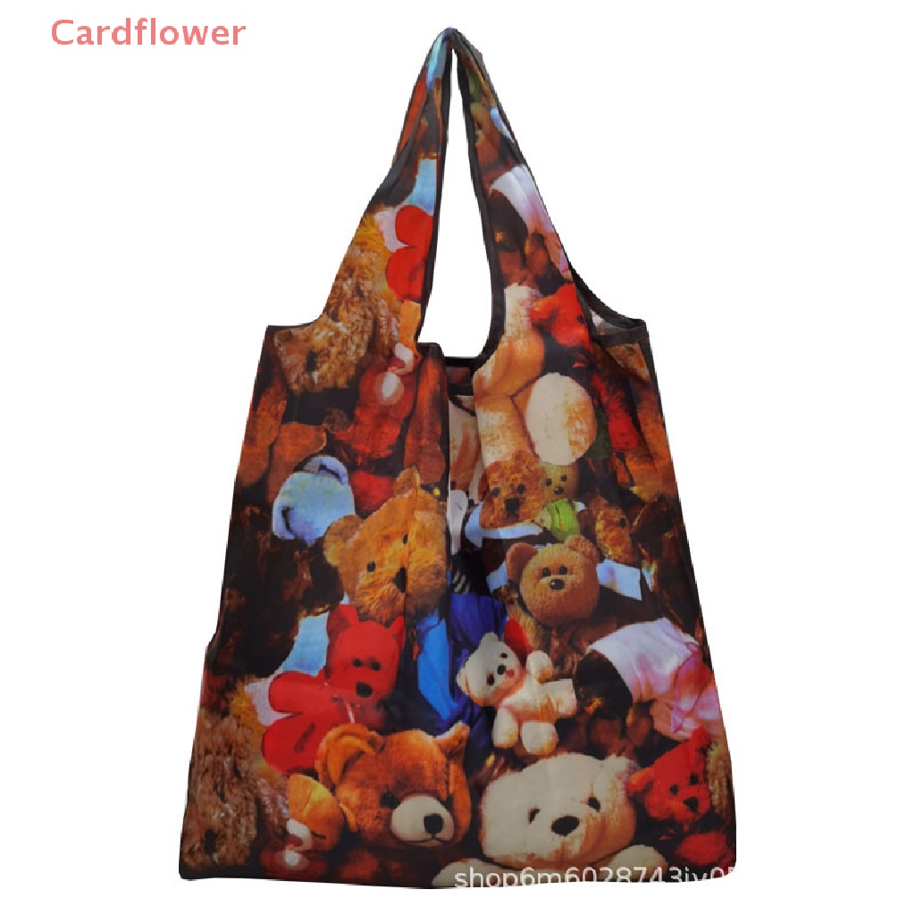 < Cardflower > Hàng Có Sẵn Túi Mua Sắm Vuông Sức Chứa Lớn Có Thể Gập Lại Phong Cách California Sáng Tạo Mới