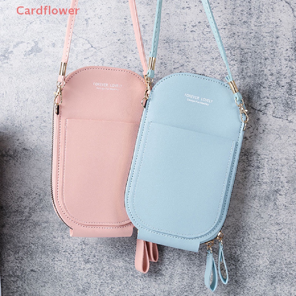 < Cardflower > Túi Da Đeo Vai Nhỏ Màu Trơn Thời Trang Có Thể Dùng Màn Hình Cảm Ứng Điện Thoại Di Động Cho Nữ Satchels Mới