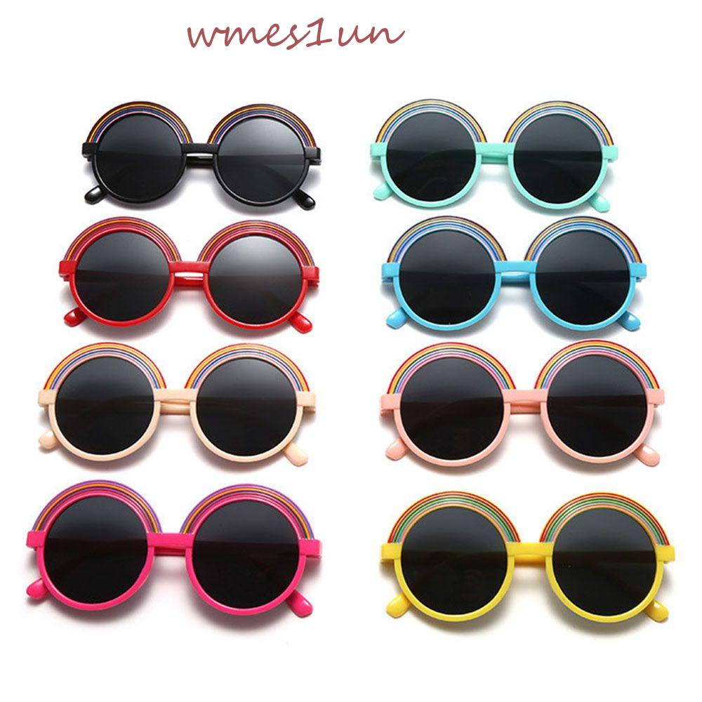 Kính Mát Tròng Tròn Màu Cầu Vồng Dễ Thương Bảo Vệ Mắt Cho Bé Gái WMES15H