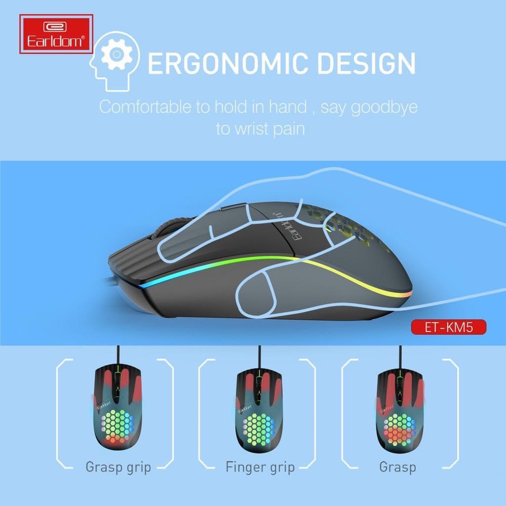 Chuột Máy Tính Có Dây Có Đèn LED - Đầu TypeC  E.a.r. d.o.m ET-KM5 - CHÍNH HÃNG