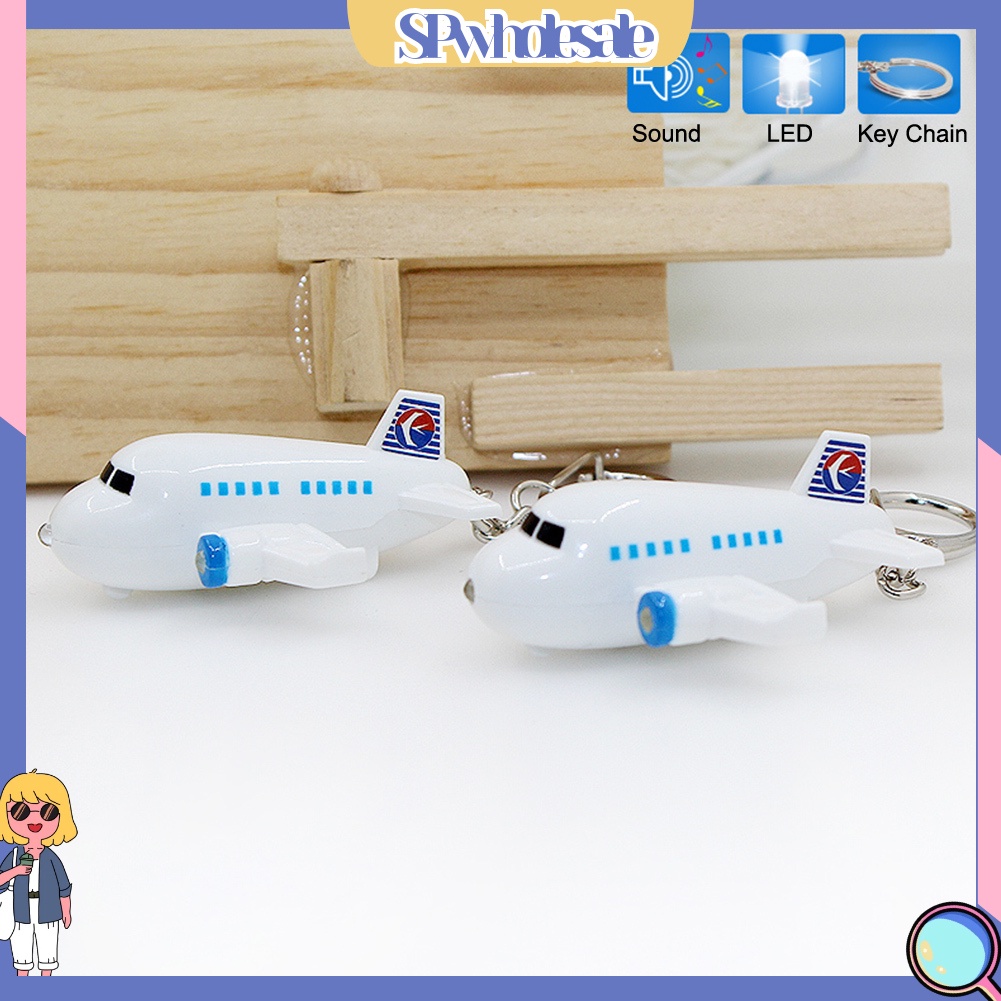 <SPwholesale> Móc Khóa Hình Máy Bay Có Đèn LED Dễ Thương