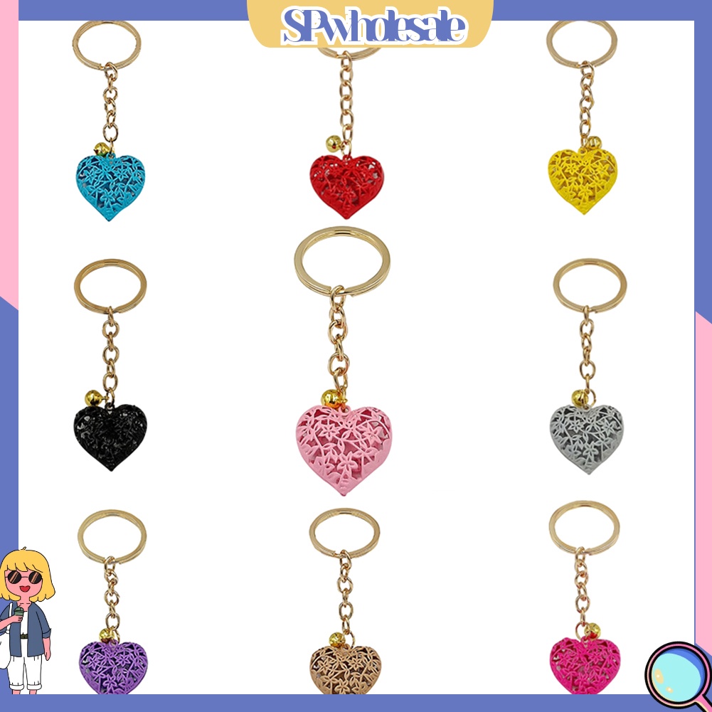 <SPwholesale> Móc Chìa Khóa Hình Trái Tim Khoét Rỗng Gắn Chuông Sành Điệu Unisex