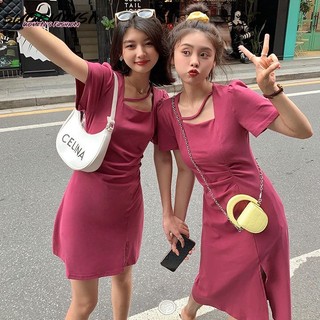 Sugemiusi Đầm Dáng Ôm Vừa Vặn Che Bụng Không Đối Xứng Cho Nữ