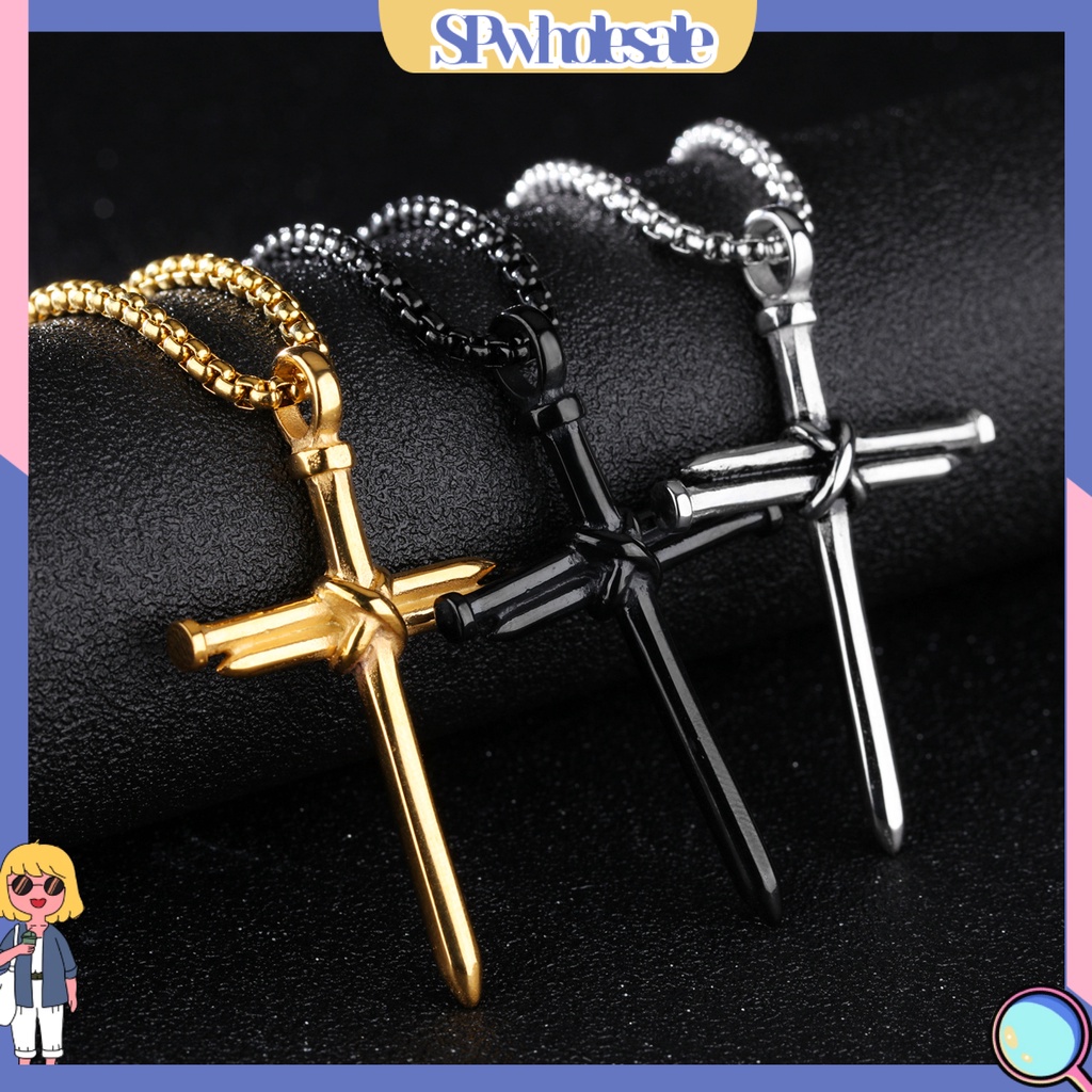 &lt;SPwholesale&gt; Vòng cổ Hình Thánh Giá Phong Cách Punk Dành Cho Nam