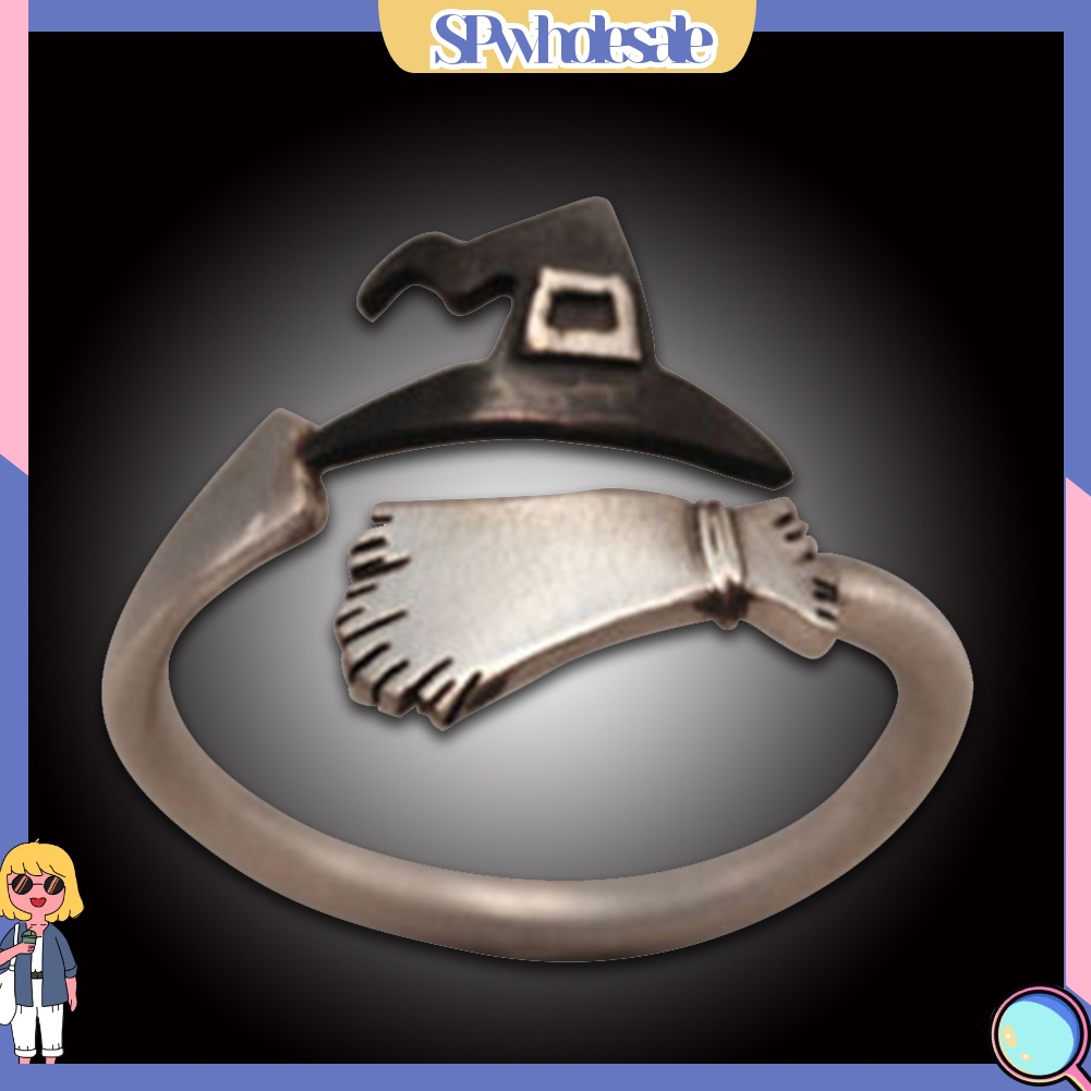 <SPwholesale> Nhẫn Dạng Hở Hình Nón Phù Thủy Có Thể Điều Chỉnh Được Dùng Làm Quà Tặng Trang Sức Cho Nữ Dịp Halloween >