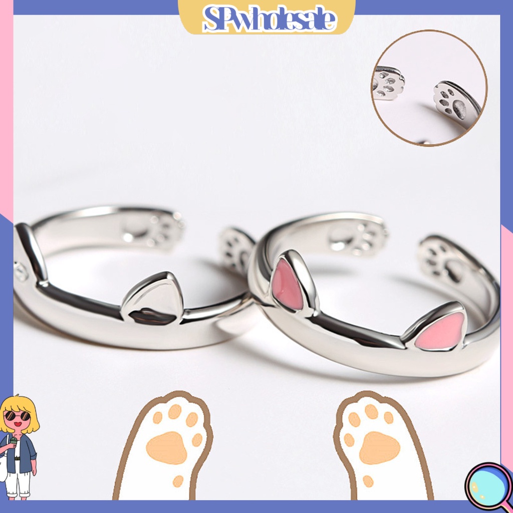 <SPwholesale> Nhẫn Hở Mạ Trang Sức Hình Tai Mèo Có Thể Điều Chỉnh Trang Sức Hàng Ngày Cho Cặp Đôi