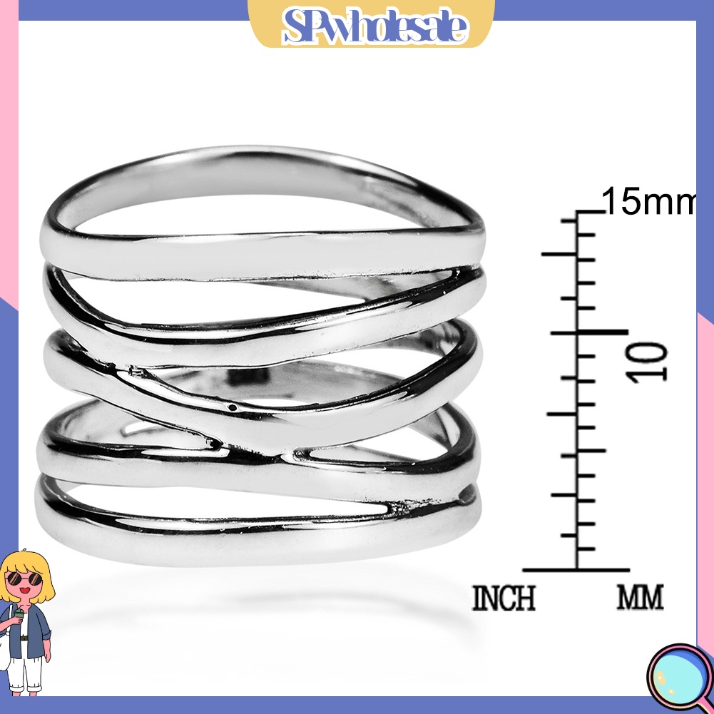 <SPwholesale> Nhẫn Đính Hôn Bản Rộng 5 Vòng Xoắn Thời Trang Cho Nữ