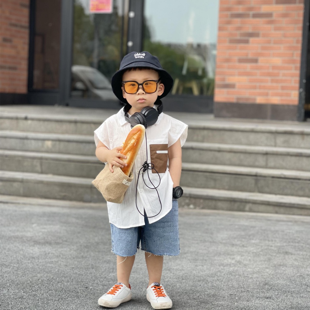 Áo Sơ Mi Mùa Hè Phong Cách Hàn Quốc Kiểu Mới Cho Bé Trai Bé Gái