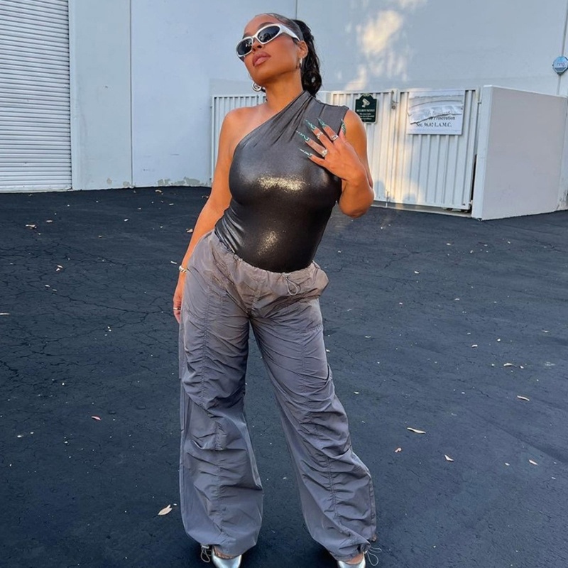 Xiangbao Bộ Áo Liền Quần Không Tay Ôm Dáng Màu Trơn Quyến Rũ Phong Cách Tik-tok