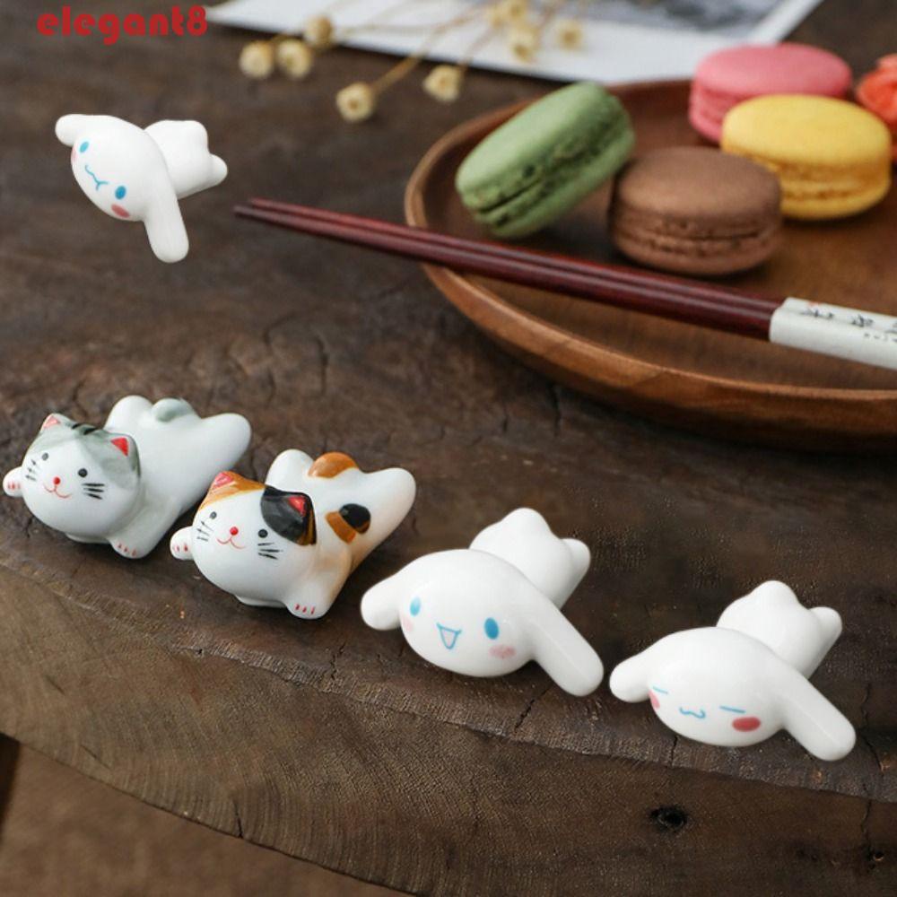 1 Giá Đỡ Đũa Bằng Sứ Trắng Kiểu Dáng Hoạt Hình Sáng Tạo