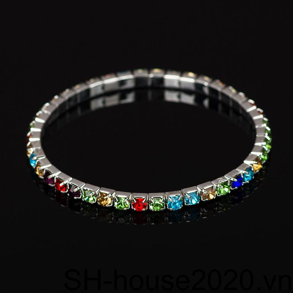 Vòng Tay Hợp Kim Đính Đá Nhiều Màu Sắc Lấp Lánh Co Giãn Tốt Thời Trang Cho Nữ