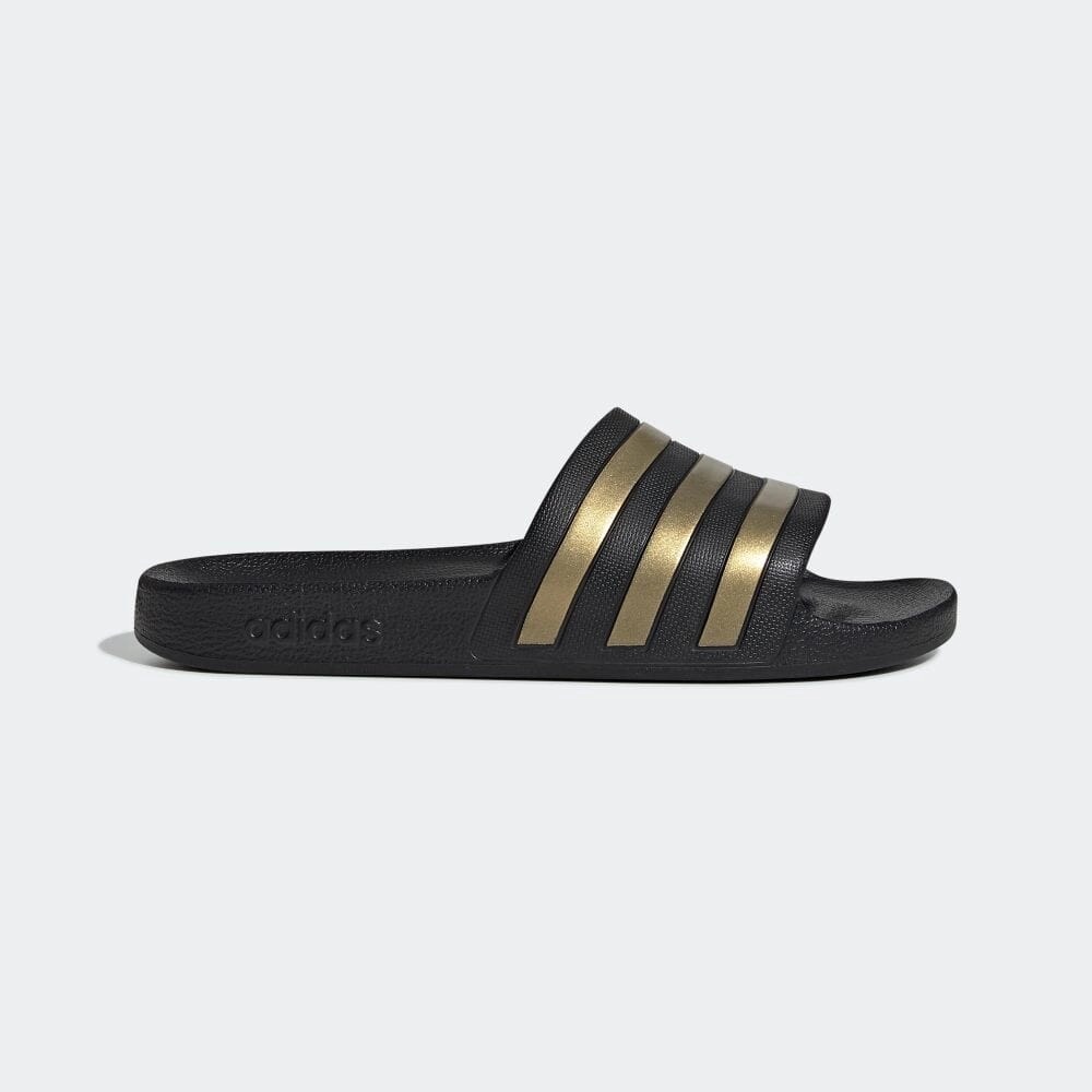[CHÍNH HÃNG] Dép Adilette Aqua - Đen sọc Vàng Gold - Code: EG1758