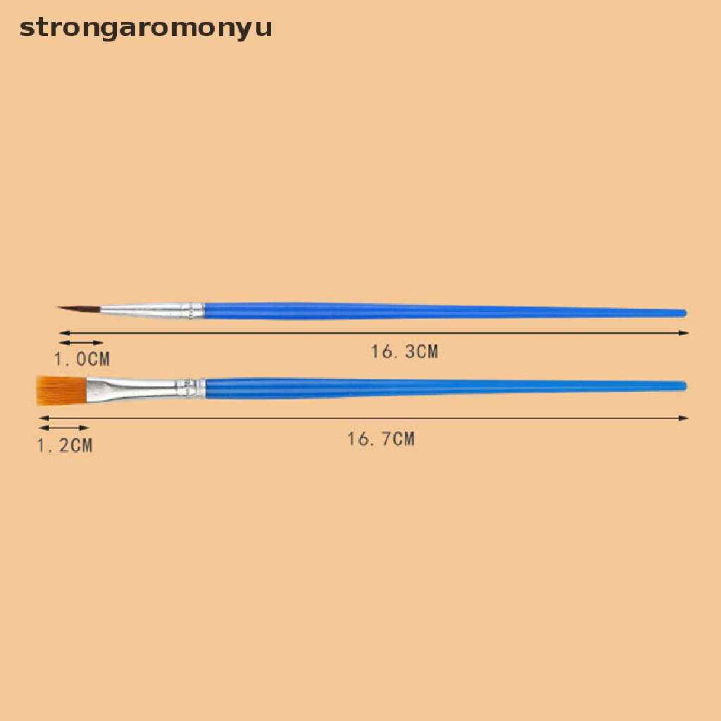 Set 10 Cọ Vẽ Tranh Màu Nước / Dầu Đầu Nhọn Phẳng Bằng Sợi Nylon