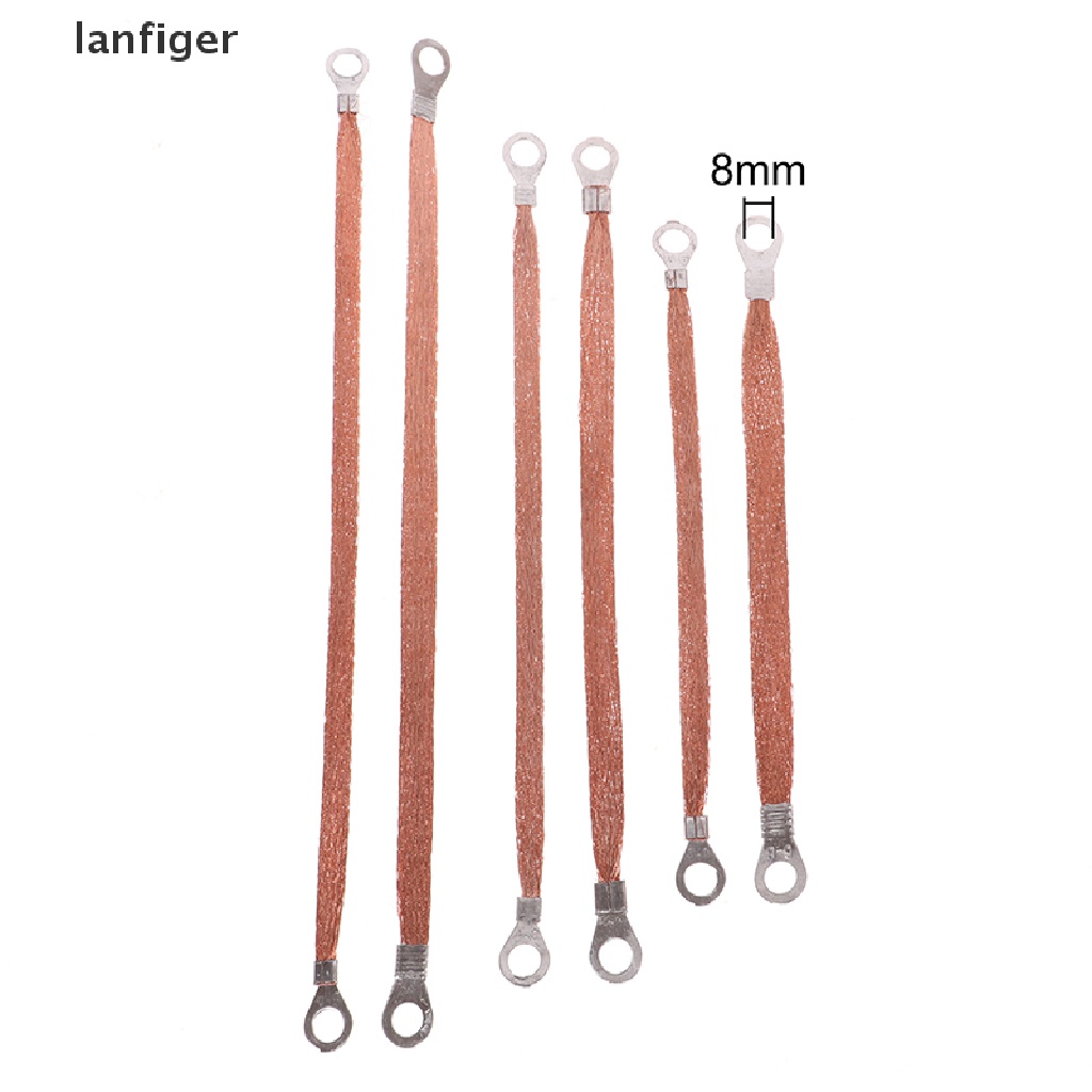 Set 10 Dây Cáp Nối Đất Hình Vuông 4 / 6 Bằng Đồng Thau Mềm Mại Kích Thước 8mm EN