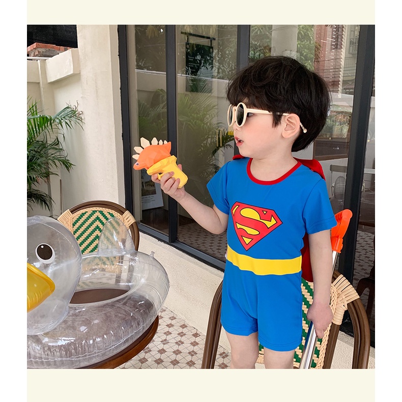Bộ Đồ Bơi Một Mảnh Mau Khô Chống Nắng Họa Tiết Siêu Nhân Thời Trang Mùa Xuân Cho Bé Trai