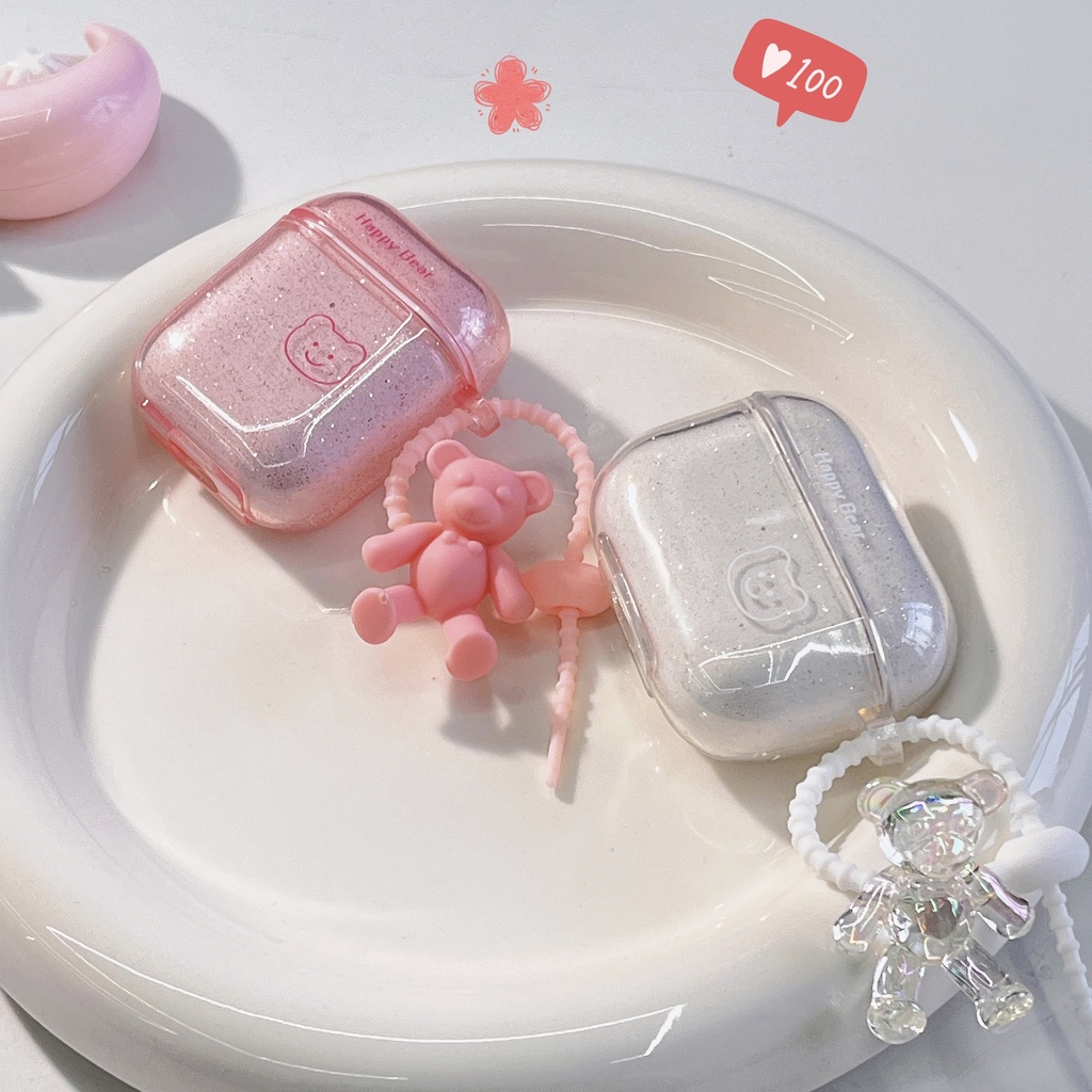 Vỏ Bảo Vệ Hộp Sạc Tai Nghe Airpods 1 2 GEN 3 Pro2 2022 Bằng TPU Mềm Trong Suốt Hình Gấu Hoạt Hình Chống Thất Lạc