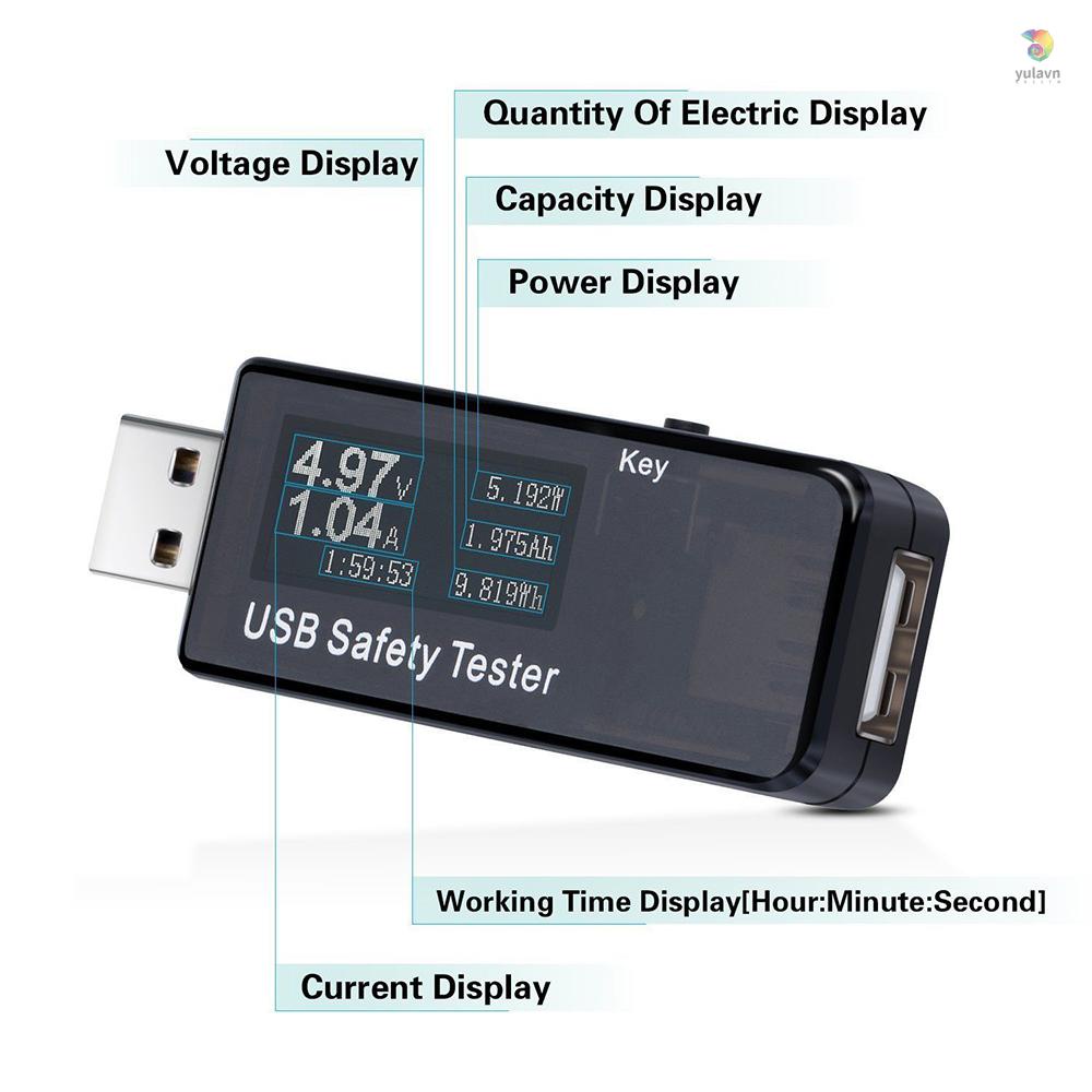 Usb Kiểm Tra Dòng Điện Kỹ Thuật Số DC 5.1A 30V Màu Đen